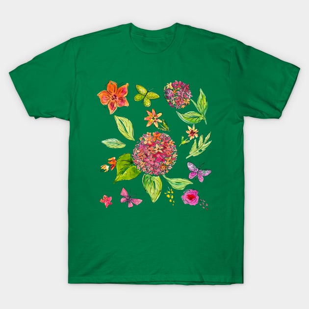 Hydrangea And Wildflowers T-Shirt by SWON Design